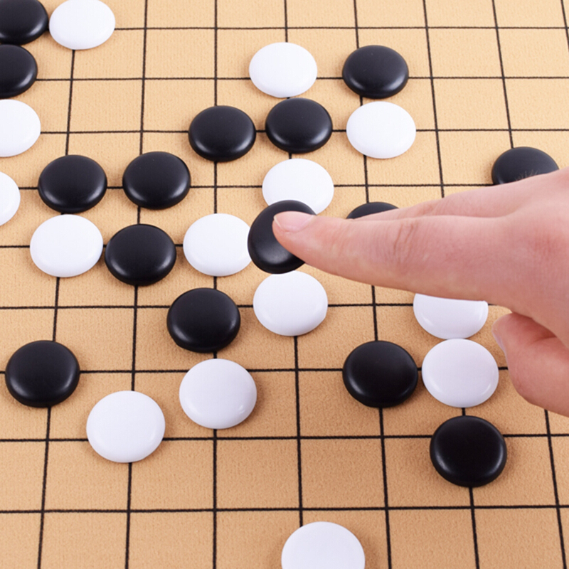 围棋套装 密胺儿童五子棋加厚棋盘带教材入便携套装 361粒加厚棋子黑白棋罐+塑料纸棋盘+皮绒棋盘