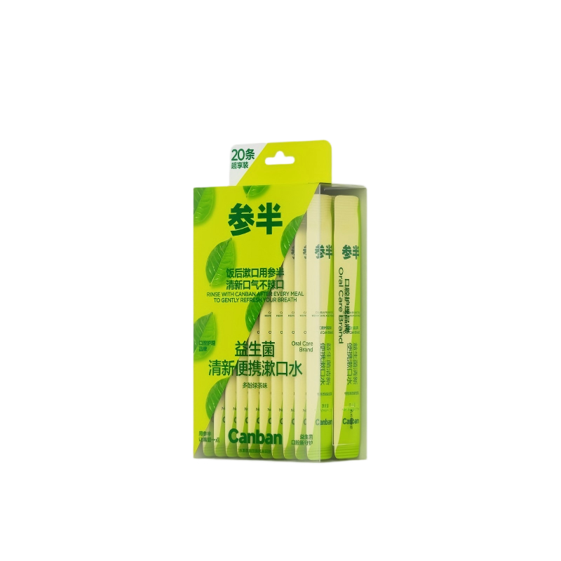 参半 多酚 绿茶味益生菌清新便携漱口水(20条装)胶盒装