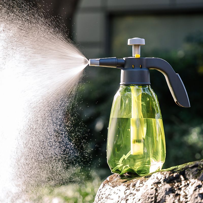 手动气压式浇花喷壶洒水壶浇水壶园艺工具喷雾器喷水壶花洒小喷壶-【园艺喷壶】;1500毫升【短嘴+长嘴】灰高清大图