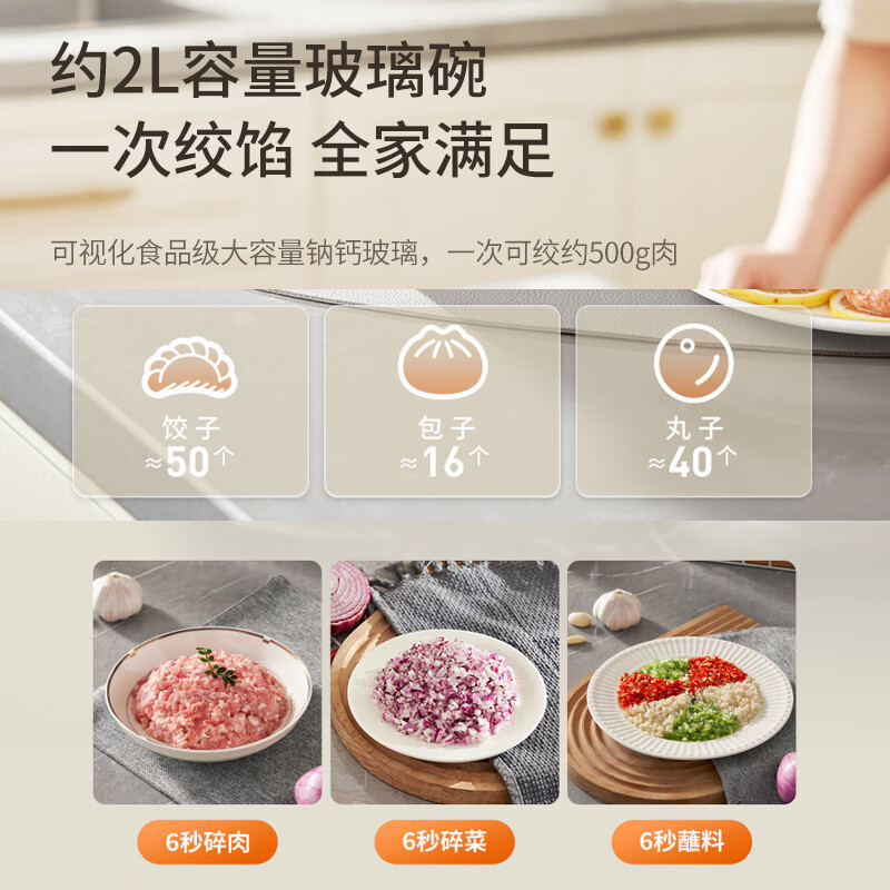 九阳(Joyoung)绞肉机家用 绞馅机 碎肉机 电动多功能料理饺子肉馅蒜蓉机不锈钢 加料孔设计搅肉机S18-LA329
