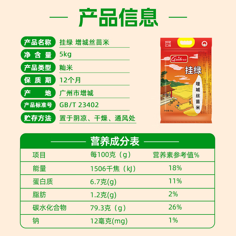 挂绿增城丝苗米10斤 国家地标认证(当季新米)增城特产南方籼米高清大图
