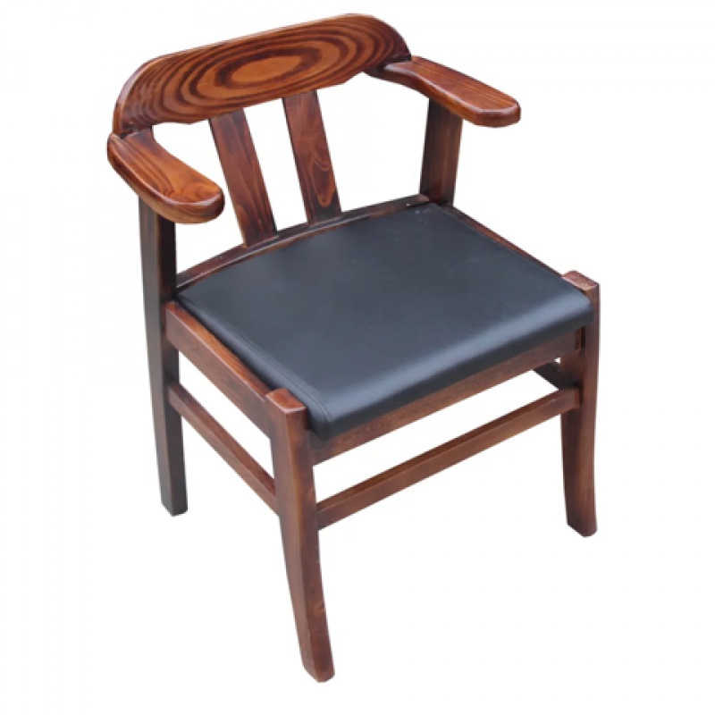 实木椅子现代简约家用餐椅复古闪电客休闲办公原木带扶手靠背椅子