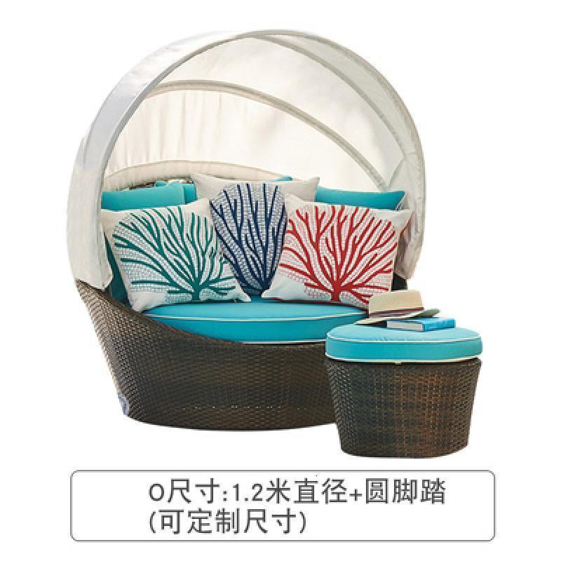 森美人户外大圆床休闲泳池藤编创意沙发床沙滩酒店躺床阳台懒人躺椅家具 O款
