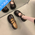SUNTEK玛丽珍小皮鞋女夏季2023新款粗跟温柔风配裙子单鞋法式乐福鞋春秋 棕色 40