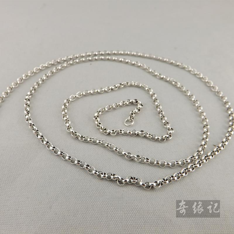 纯银项链男女长链毛衣链 925纯银圆圈链 长款银项链 防过敏 单链送女朋友老婆生日礼送女朋友七夕情人节礼物
