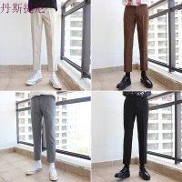 简约男士舒适小直筒九分纯色西裤男女高品质潮修身小脚九分休闲裤
