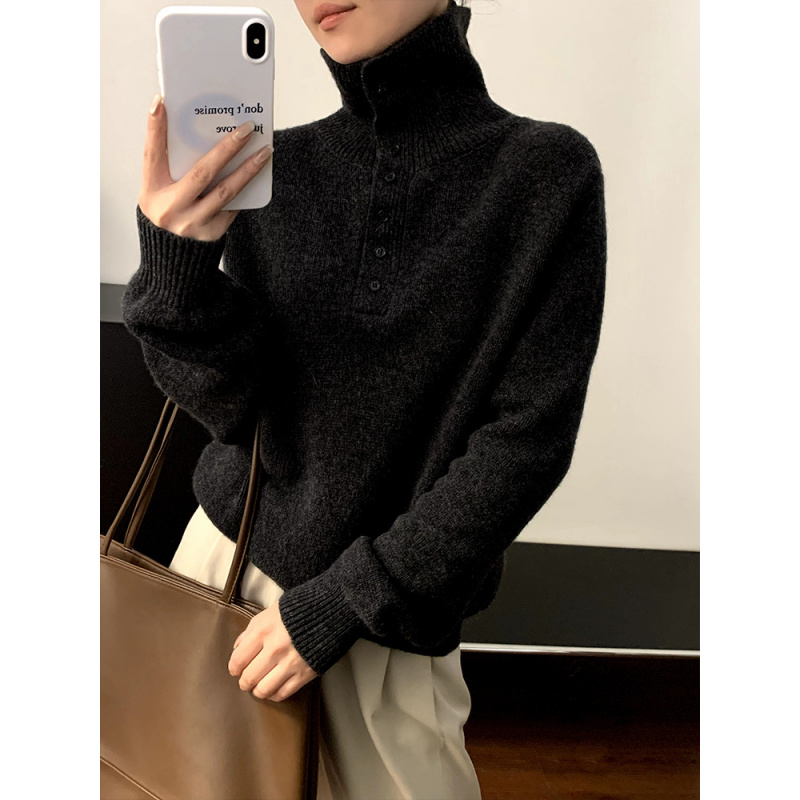 小单定制 G克重纯羊毛正肩针织毛衣女厚款24秋冬新款高领套头上衣
