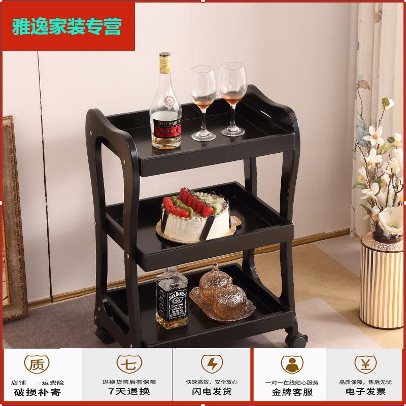 苏宁放心购实木小推车酒店餐厅送餐车移动酒水车4s店茶水车点心车蛋糕车双层简约新款