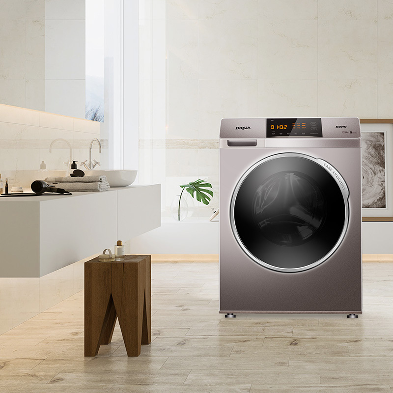三洋帝度(SANYO)WF80BHE575S 8公斤洗烘一体滚筒洗衣机 变频洗干一体机 自动除毛屑 中途添衣(浅咖亚银)