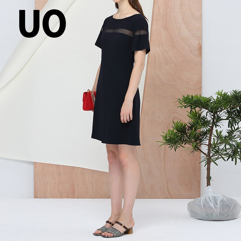 UO简约时尚镂空连衣裙女拼接修身裙