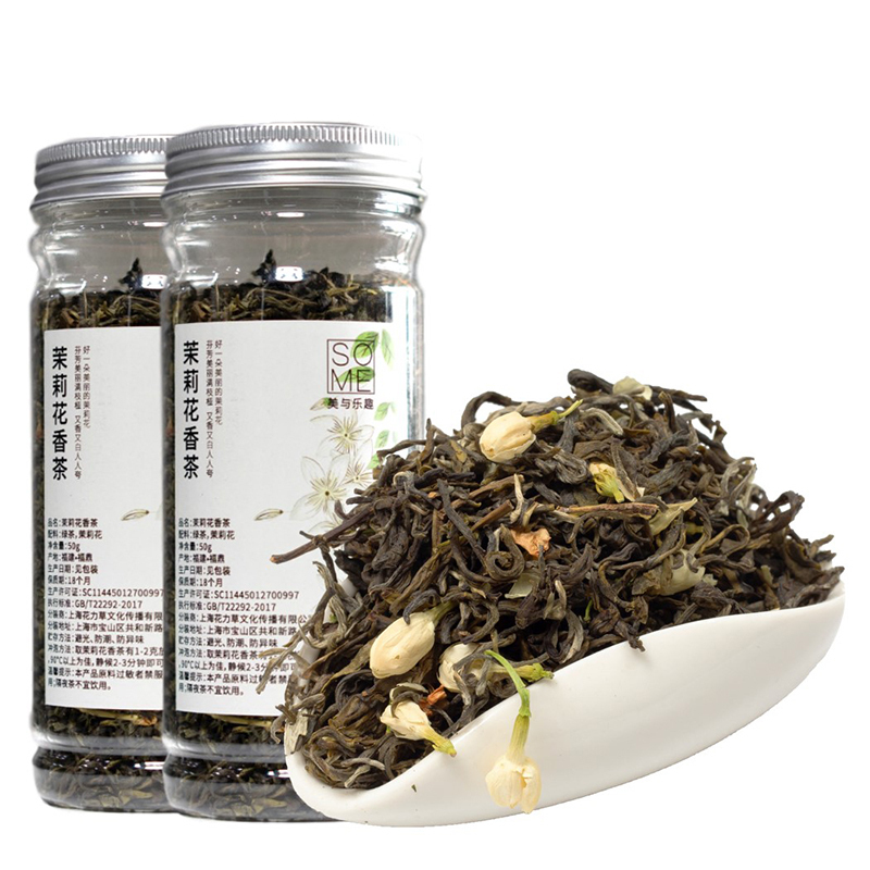 SO ME 茉莉花茶80g 花草茶新茶浓香型 理气安神 毛尖横县茉莉花香茶绿茶罐装养生花茶