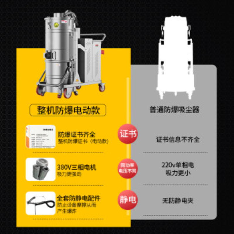 博赫尔(POHIR)电动防爆吸尘器工业整机防爆 100L大容量干湿多用导静电铁屑粉尘吸水机 3000W 380v高清大图