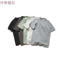东京衣柜男装夏季日系复古撞色条纹韩版圆领休闲短袖T恤男半袖男