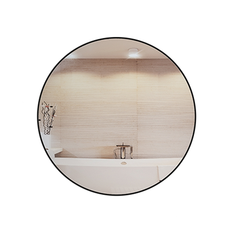 浴室镜子贴墙自粘卫生间厕所洗手间挂墙式免打孔圆形镜子带置物架