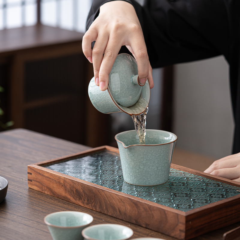 苏氏陶瓷(SUSHI CERAMICS)旅行茶具汝窑开片可养冰花釉便捷茶具