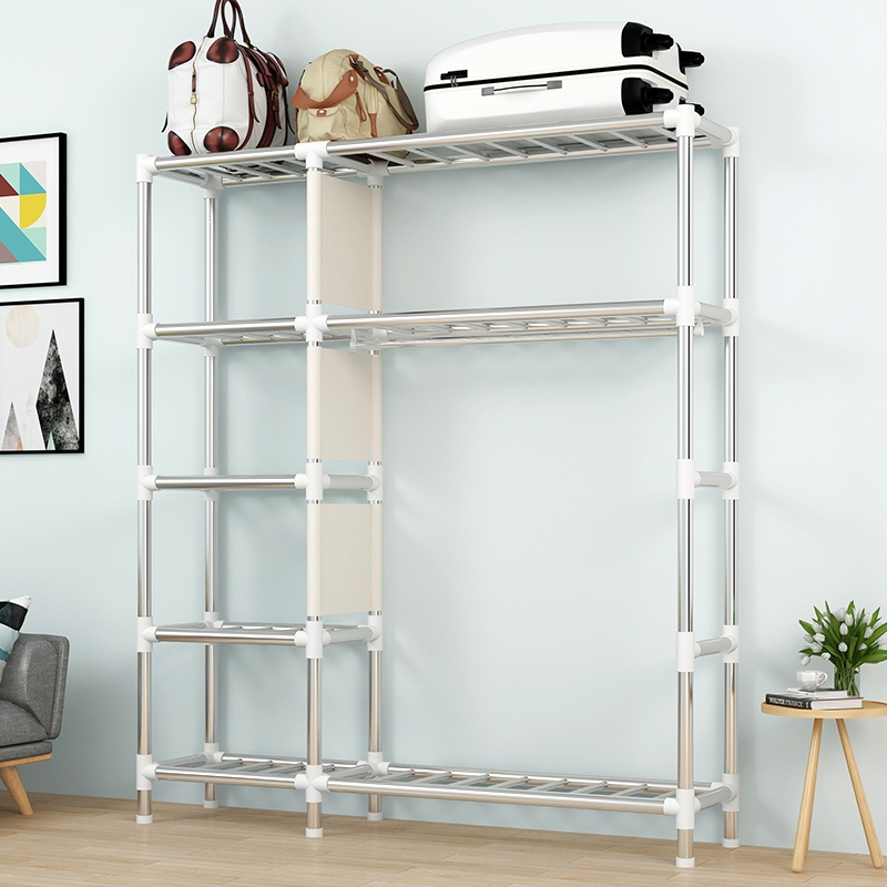 符象简易衣柜家用卧室布衣柜出租房用结实组装简约现代钢架衣橱