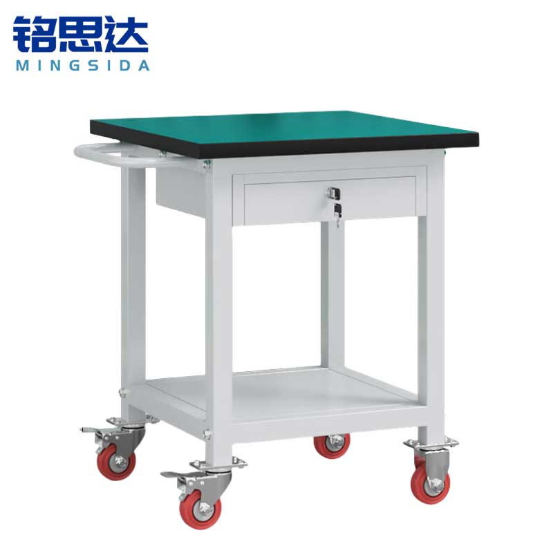 铭思达轻型防静电工作台双层60*60*75cm(带轮)张
