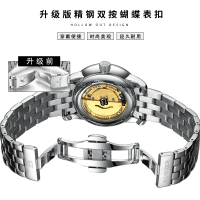 宾格BINGER 自动机械表 男士手表 背透镂空 防水防划 实心精钢金属表带 时尚简约商务男表 赛丽系列