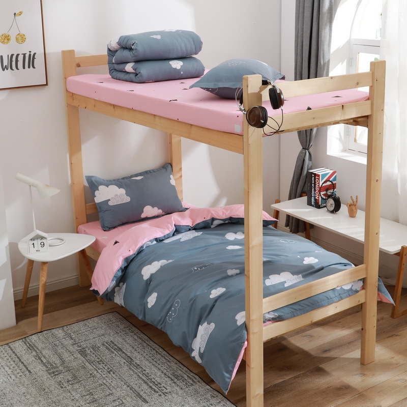 洁丽雅学生宿舍床上用品三件套寝室单人床水洗棉卡通床单被套四件套