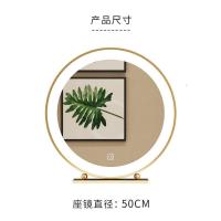 欧式化妆镜金色圆形装饰镜台式座镜公主镜D灯镜子梳妆镜_256 珠款座镜（LED灯）50CM其他
