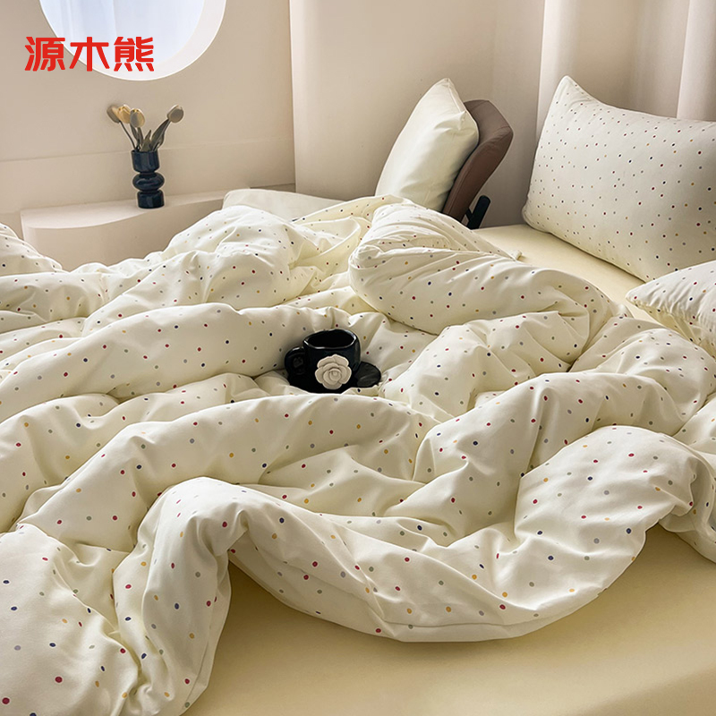 S072针织棉双层纱四件套床单款1.8四件套-被套200x230高清大图