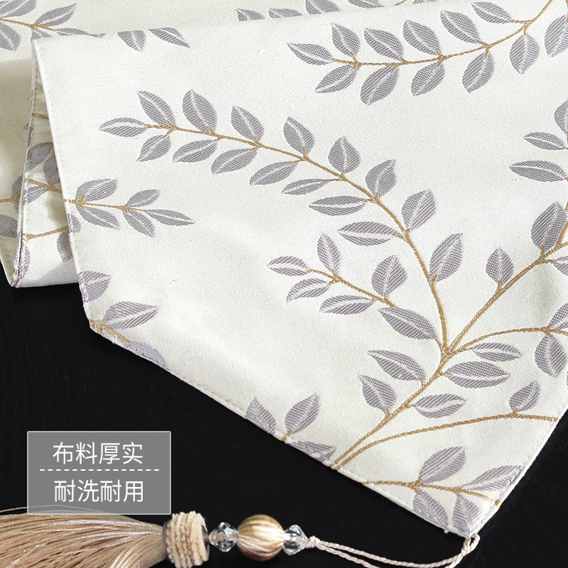 美式绣花桌旗茶几餐桌中间桌布条装饰布长条电视柜鞋柜盖布床尾巾高清大图