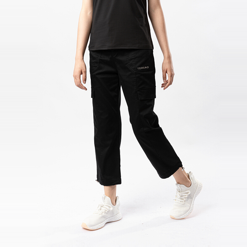 探路者户外九分休闲裤女裤脚抽绳高腰 春夏季 户外女式弹力抗皱抗撕裂易打理耐磨徒步旅行长裤