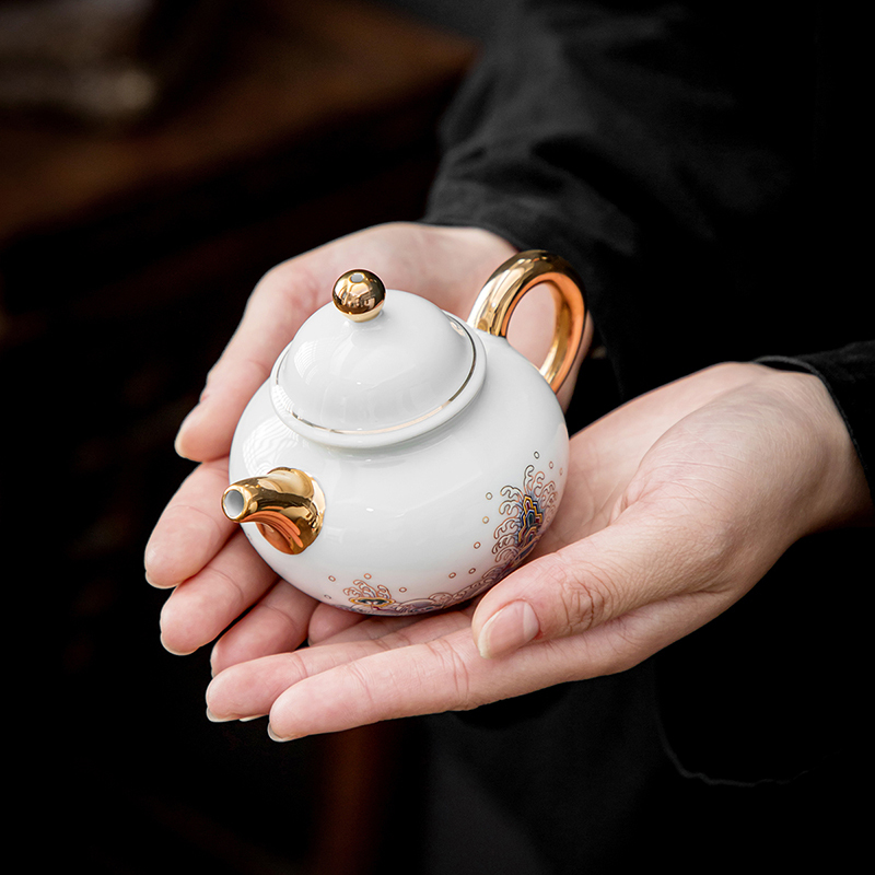領藝 皇家御品茶壶中式手工描金大号功夫茶具陶瓷泡茶器 皇家御品-宝珠壶