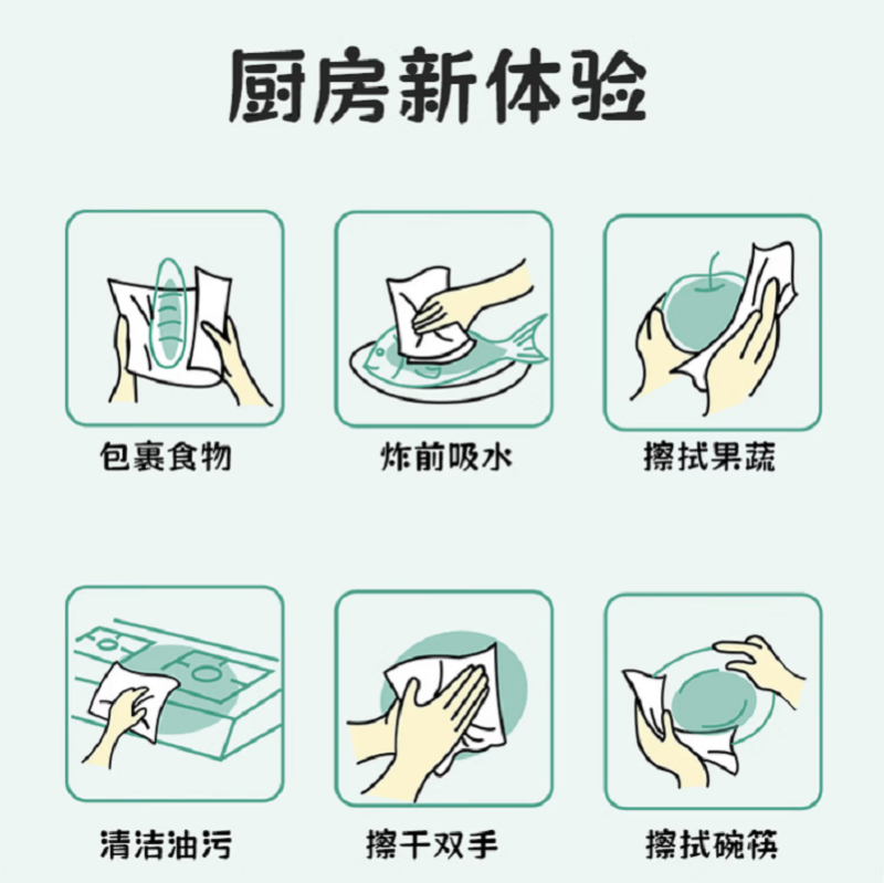 美穗吉家 厨房纸巾-原生竹浆70节/卷*2卷*1提高清大图