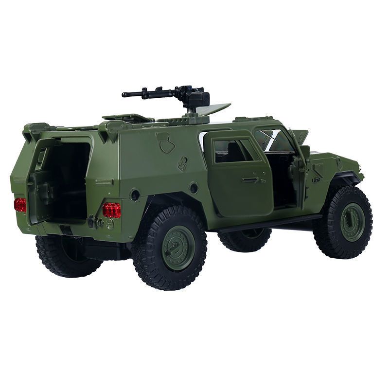 墨绿色东风猛士车模132越野车阅兵战车合金汽车模型声光回力开门