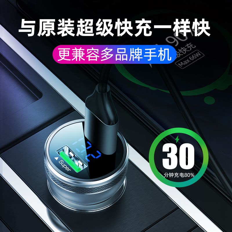 [补贴10%]66w车载充电器超级快充适用华为手机车充点烟器转换插头汽车图片