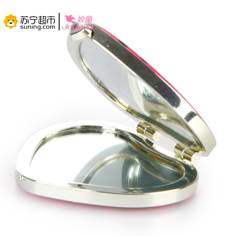 姣兰 粉红色可爱心形圆点小镜子化妆镜 美妆镜 圆镜 随身镜