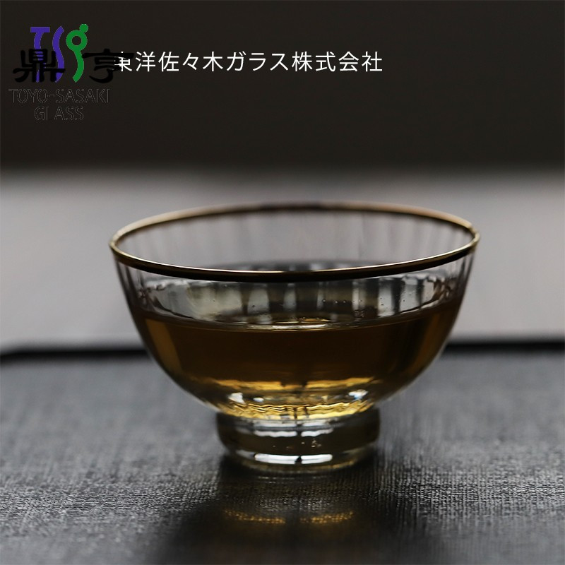 鼎亨日本茶具佐佐木茶杯玻璃杯原装进口手工耐热透明杯金边主人品