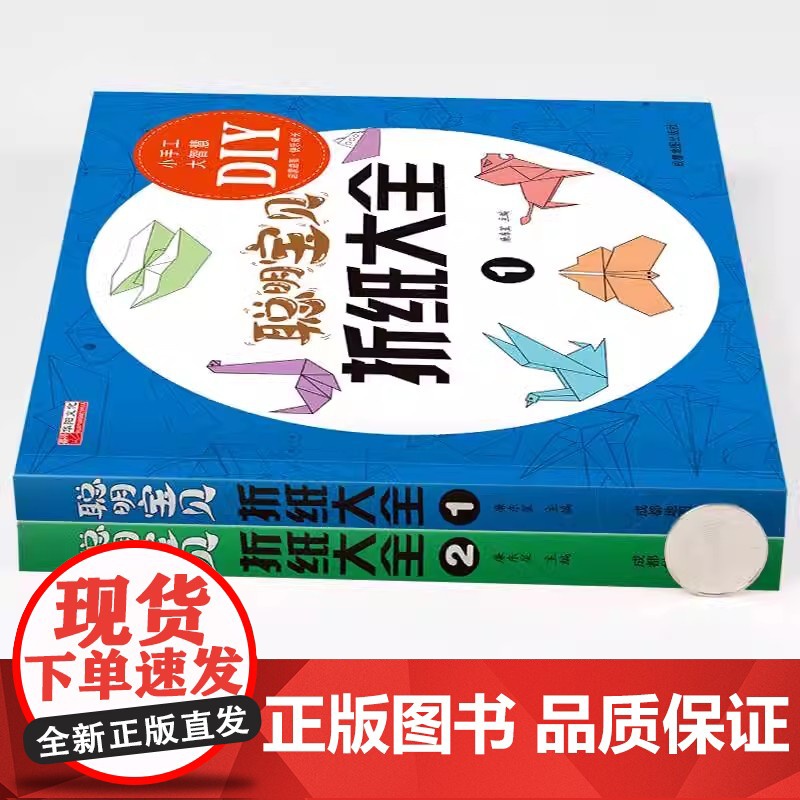 聪明宝贝折纸大全 全2册装幼儿园小学生手工diy礼物益智游戏专注力训练幼儿3d立体折纸亲子互动趣味折纸美术书籍折纸飞机大高清大图