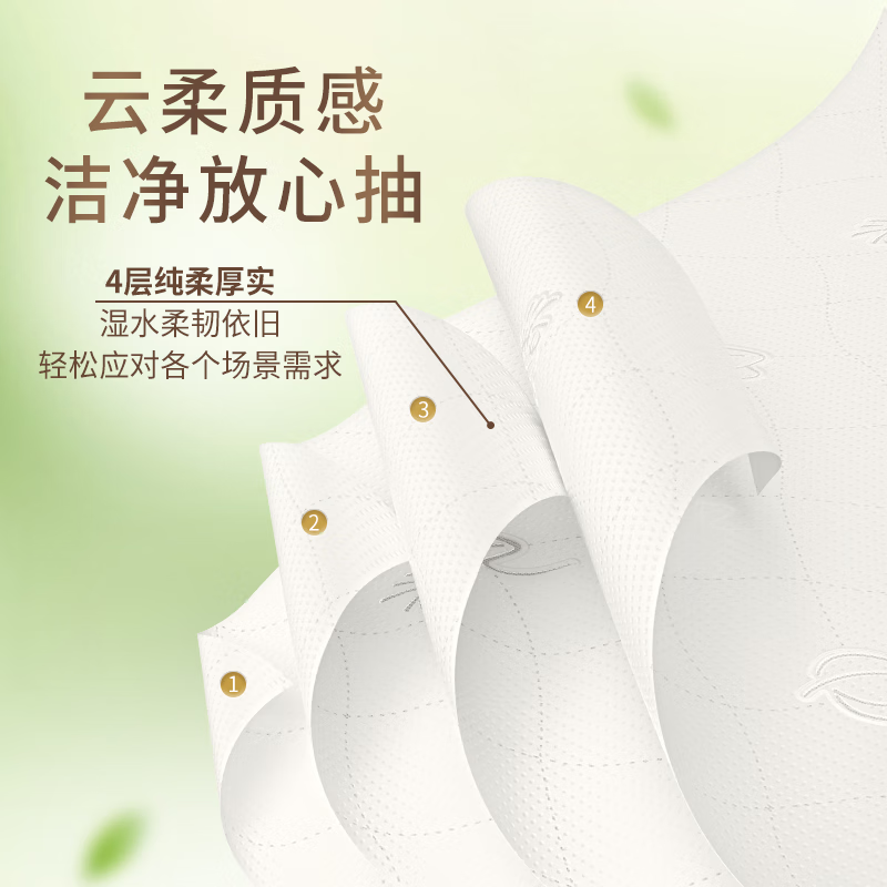 清风 纯柔悬挂式抽纸餐巾纸 4层250抽*2提 BG25SCDD高清大图