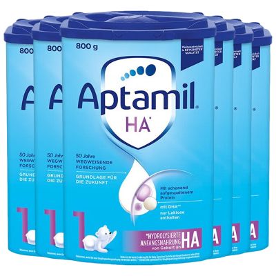 [6罐装]Aptamil德国原装进口爱他美HA适度水解1段0-6个月婴儿配方奶粉800g