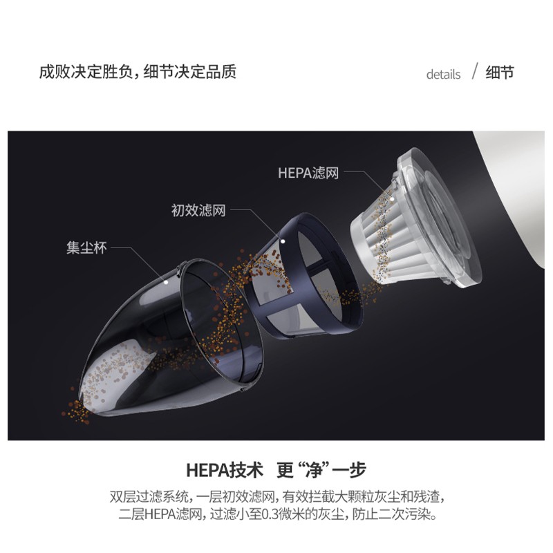苏宁 摩飞电器 车载无线两用吸尘器空气净化器 MR3936高清大图