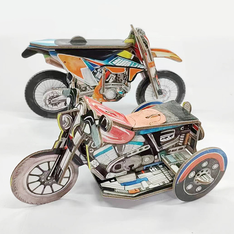 车拖吊车摩托车儿童立体拼图汽车拼装模型3d纸模儿童diy玩具>800_800