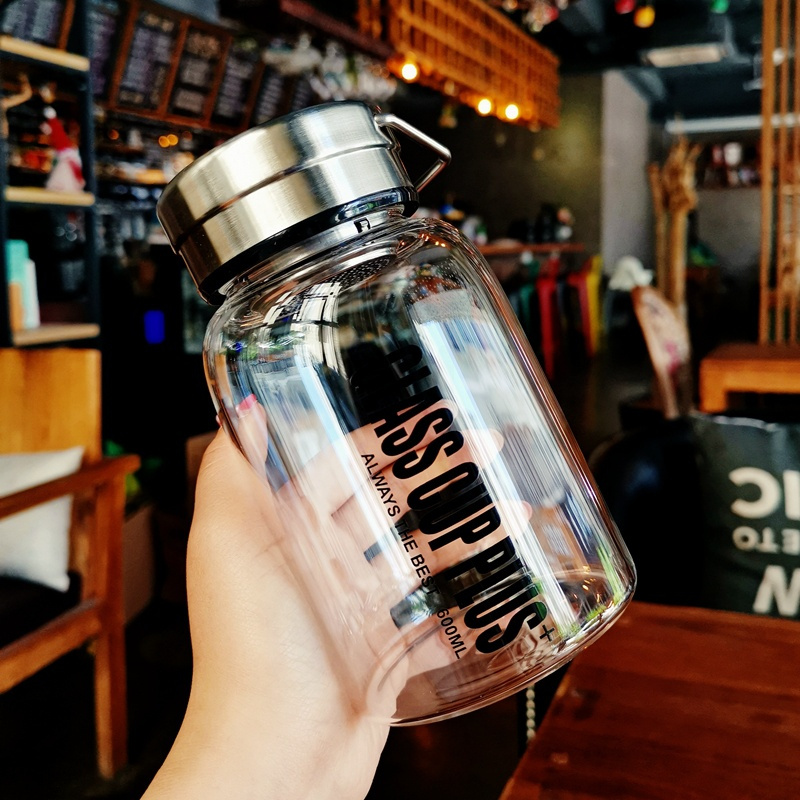 600ml 送杯套杯刷 中式泡茶超大容量玻璃杯车载长途旅行茶叶茶创意玻璃水杯男女水杯
