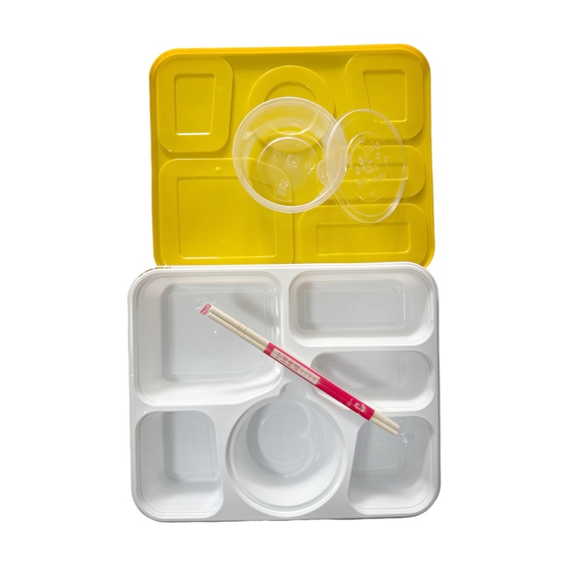 金胜星 六格餐盒（带汤碗、筷子）1500ml+200ml汤碗+筷子 套高清大图