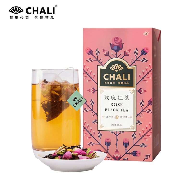 茶里玫瑰红茶盒装54g养生茶玫瑰花茶3g18包