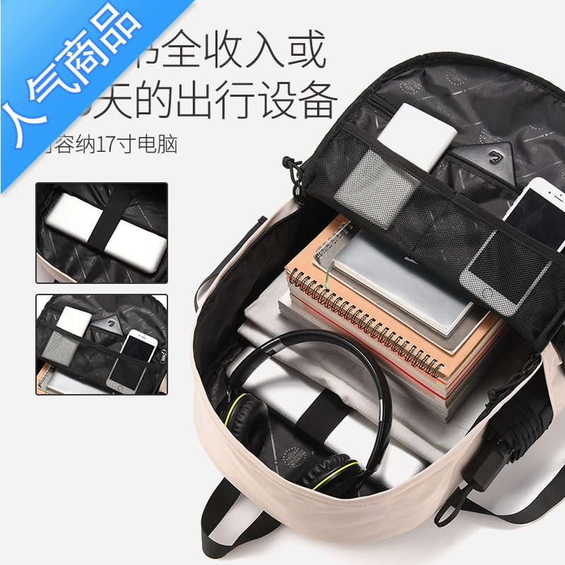 封后书包女大学生设计感小众简约原宿风初中生大容量背包原创双肩包男学生书包