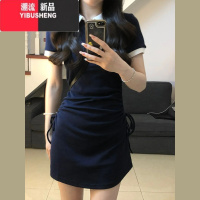 YIBUSHENG桔梗法式气质polo连衣裙子女季2024新款小众设计辣妹抽绳包臀裙