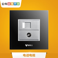 bull公牛开关插座86型G22钢化玻璃碳晶黑色五孔单开空调其他墙壁电源插座面板