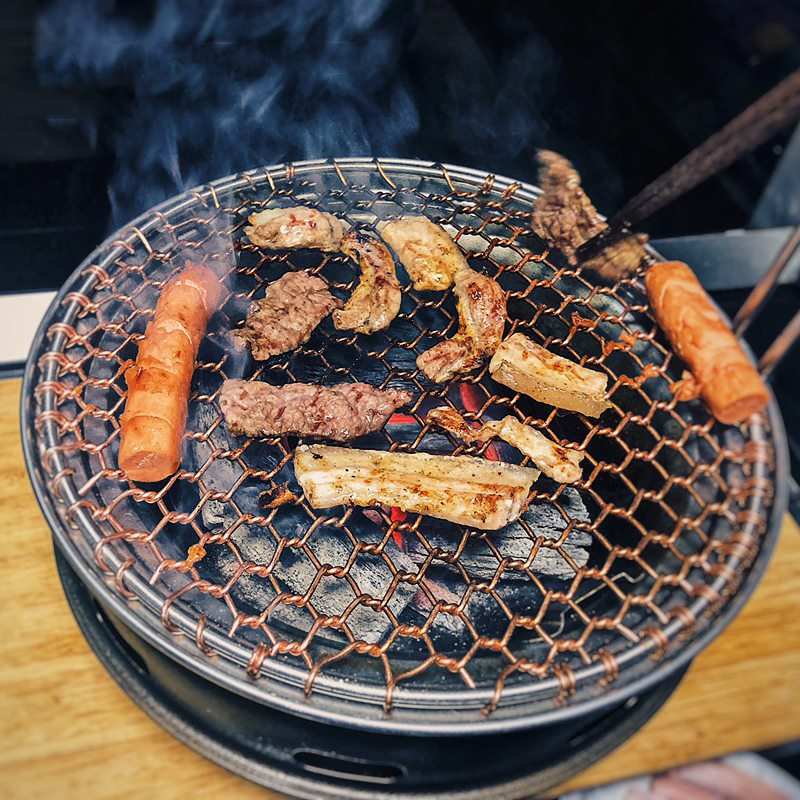 韩式烧烤炉家用碳烤炉闪电客商用烤肉炉炭火烤肉锅烧烤架日式炭烤炉圆形