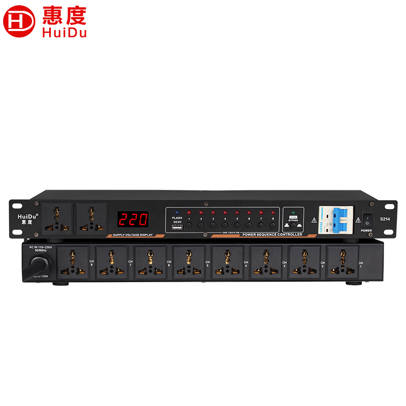 惠度(HuiDu)S214专业8路电源时序器独立管理器插座带空气开关电压显示舞台电源保护控制器高清大图