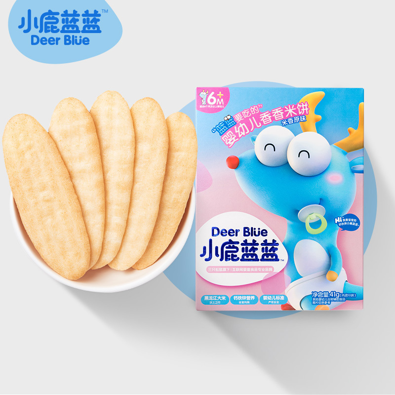 小鹿蓝蓝 宝宝零食辅食香香米饼 原味41g 宝宝磨牙米饼无添加盐和糖营养磨牙棒磨牙饼干