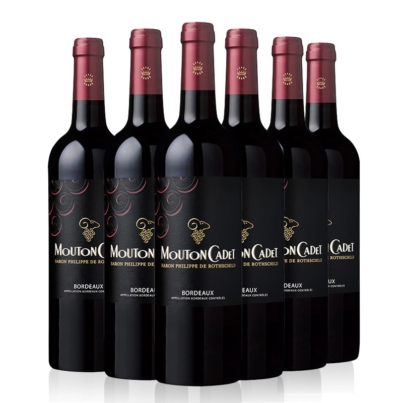 6瓶装木桐嘉棣moutoncadet法国原瓶进口罗斯柴尔德男爵波尔多aoc干红