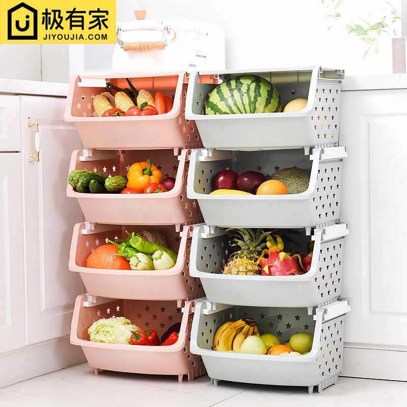 厨房置物架落地多层蔬菜收纳筐玩具用品储物柜子客厅零食整理收纳层架 三维工匠高清大图