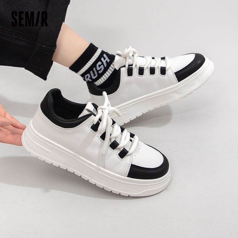 semir女鞋原创小白鞋子2023春秋新款ins风百搭厚底学生休闲板鞋女